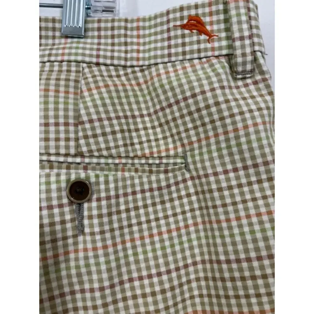 Tommy Bahama Shorts Plaid Golf Size 42 100% Cotton Preppy Flat Front